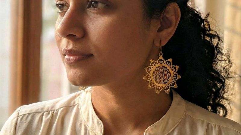 Gold tone aesthetic boho earrings