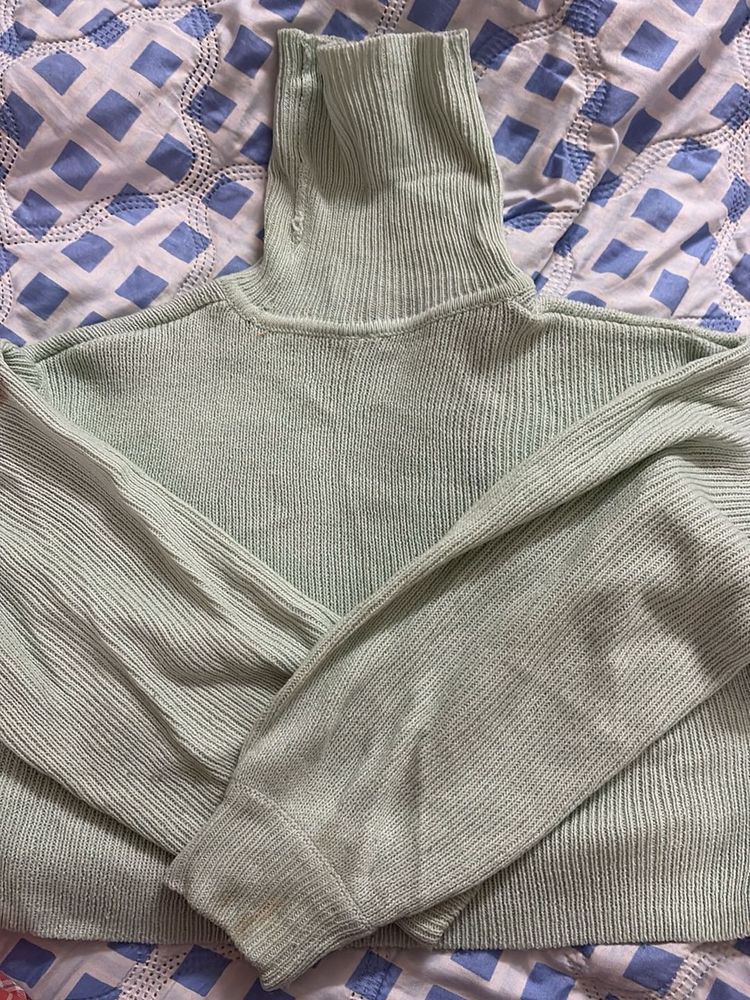 Mint Green Turtleneck cropped  Sweater