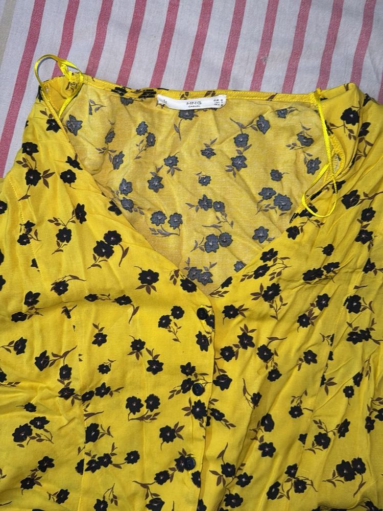 Yellow Floral V-Neck top