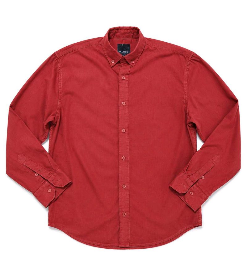 Men's Red Button-Down Shirt
