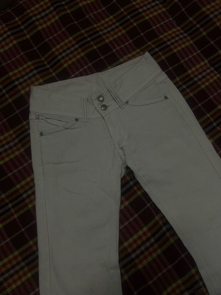 low waisted white bootcut