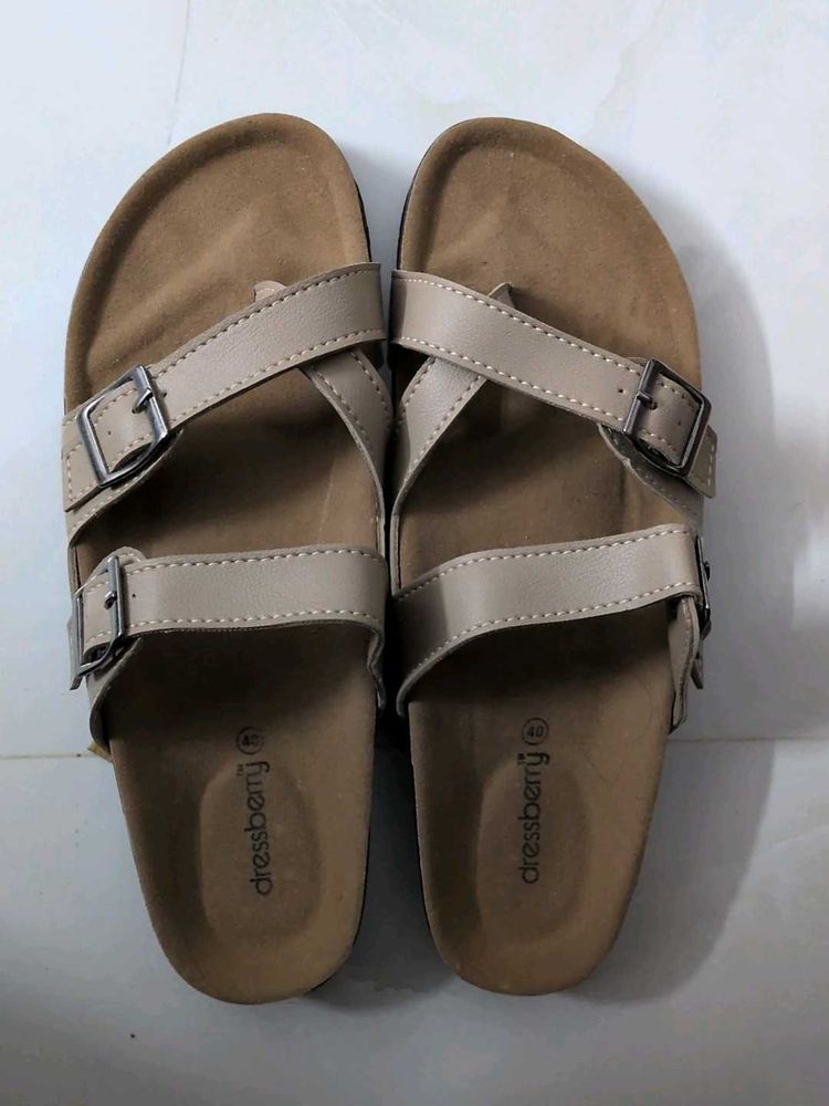 Open toe flats with buckles
