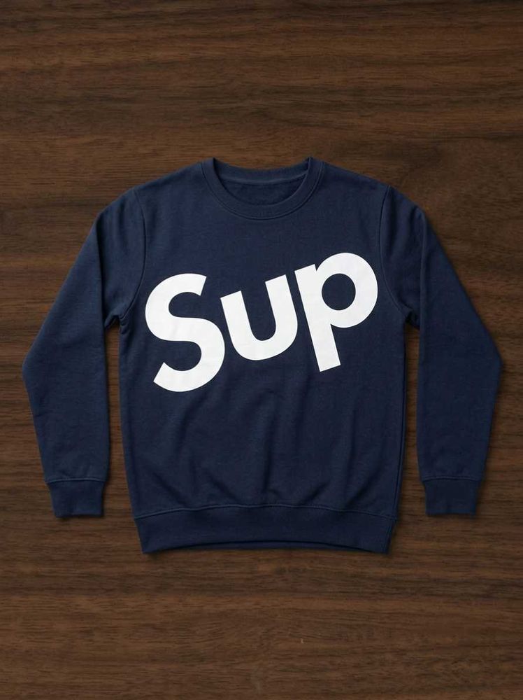Navy Blue 'Sup' Graphic Sweatshirt