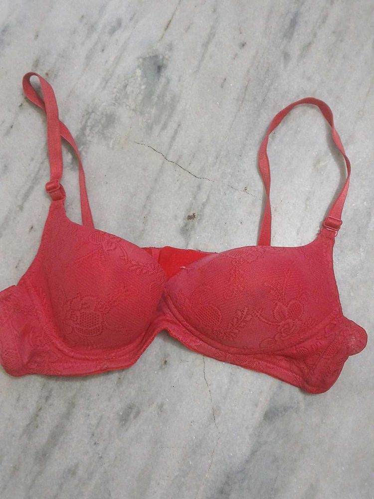 Red Lace Padded Bra