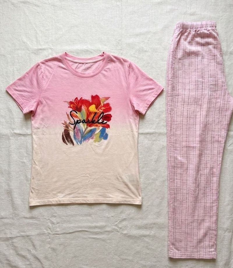 Cute Pink Floral Pajama Set