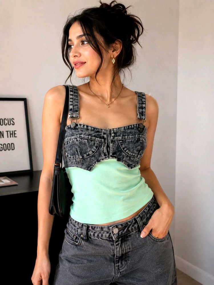 Denim Bustier Tank Top