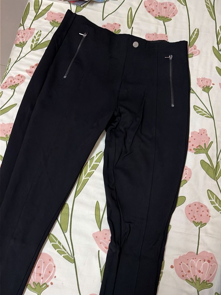 Chic Black Zip Detail Pants