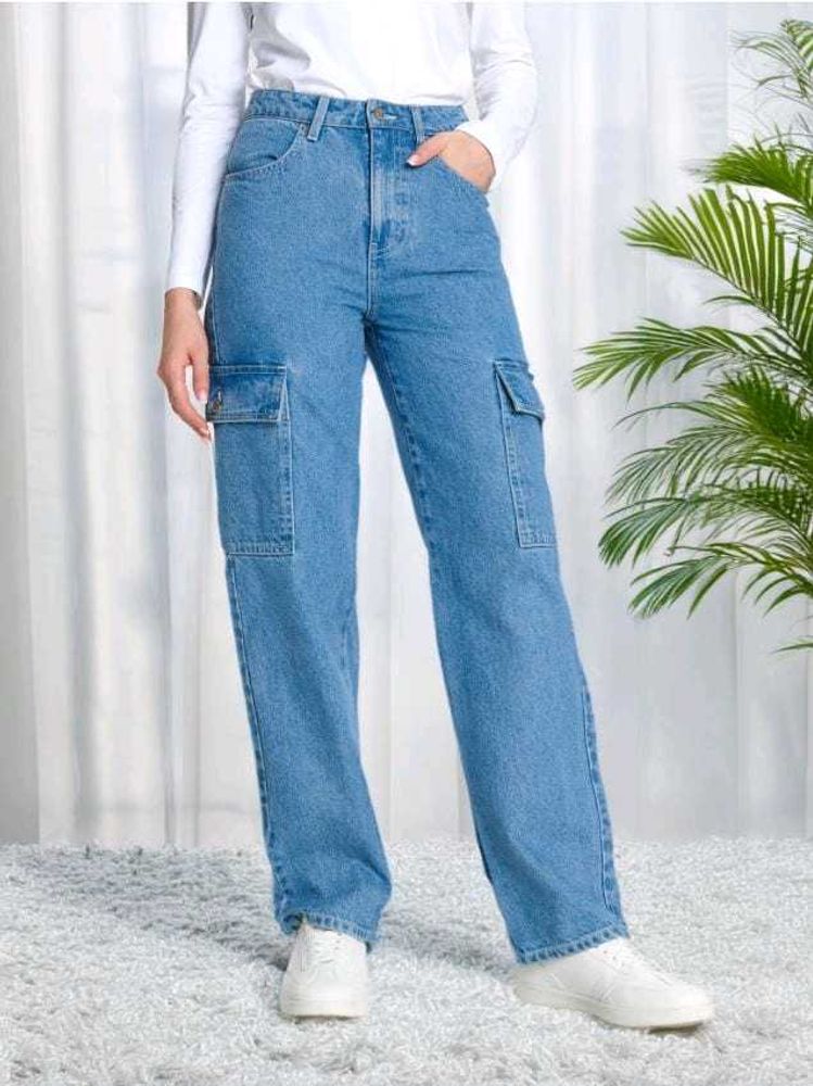 Light Wash Cargo Jeans