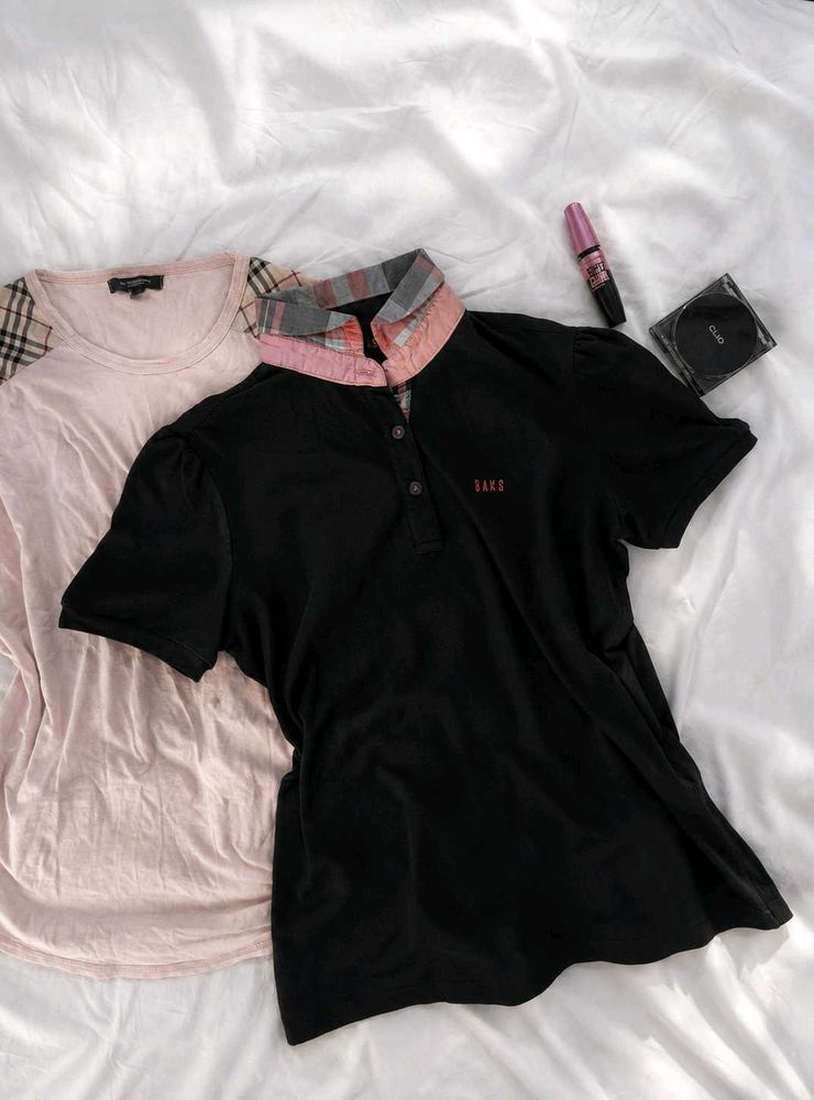 Bundle of 2 Tops: Pink (Burberry) &amp; Black
