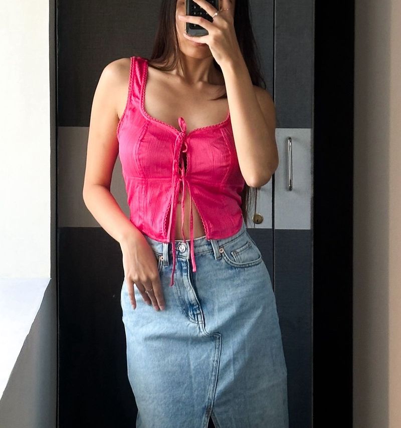 blush pink tie up top