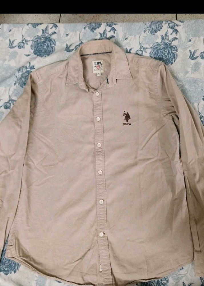 US Polo Assn. Men's khakhi Button-Up Shirt