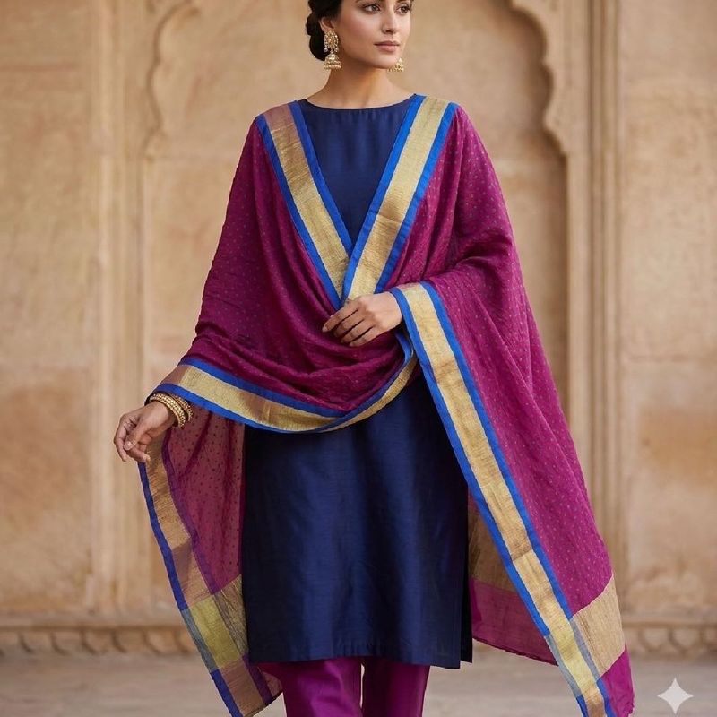 Magenta handloom dupatta