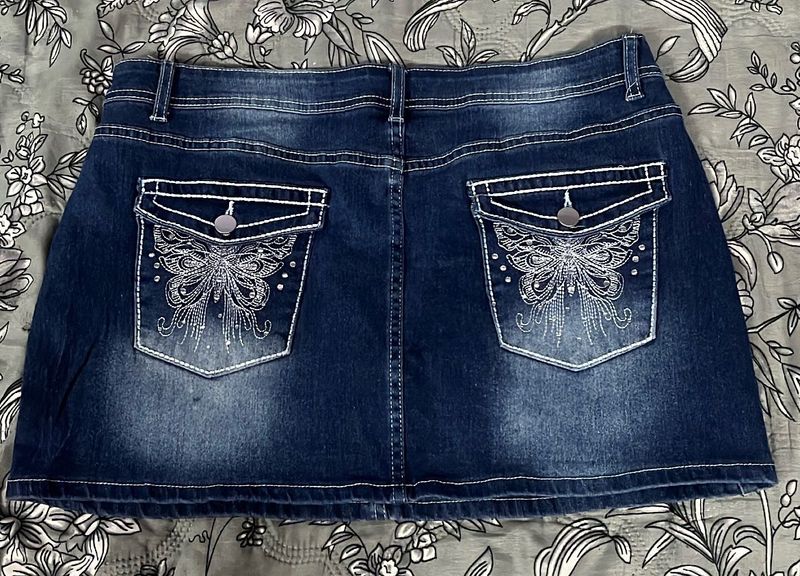 Y2K Butterfly Denim Mini Skirt