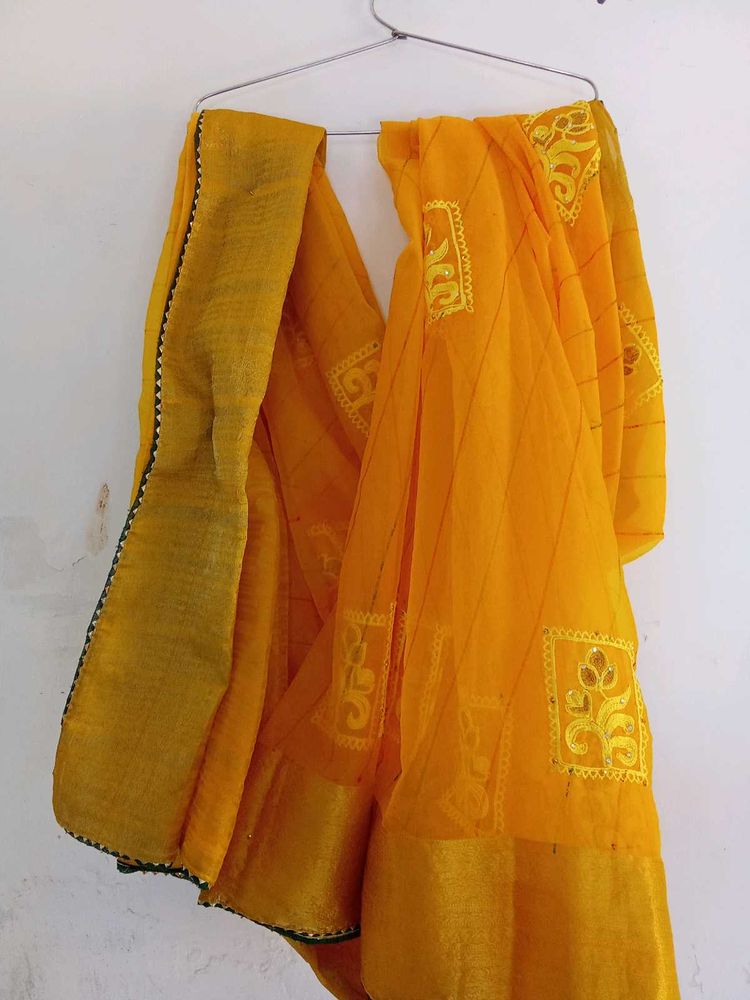 Vibrant Yellow Embroidered Saree