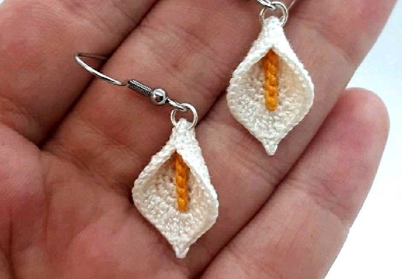 Handmade Crochet Calla Lily Earrings