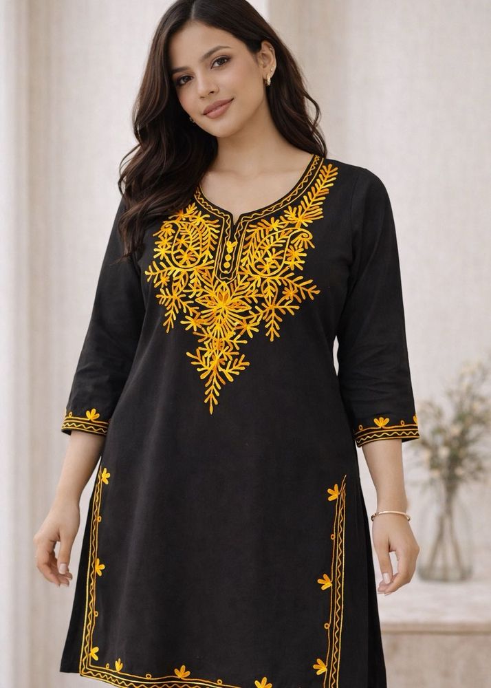 Embroidered Black Kurta