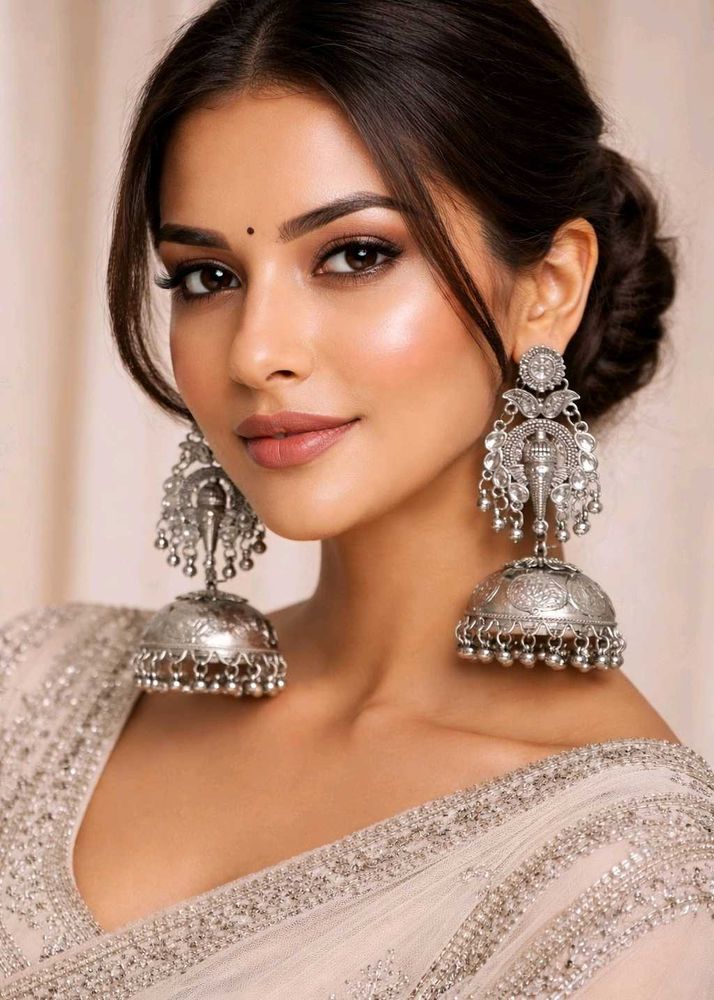 Stunning Oxidized Silver Jhumka Earrings