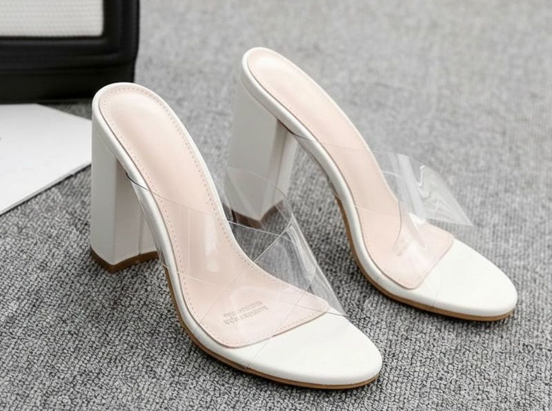 White Transparent Block Heels 🪽🤍