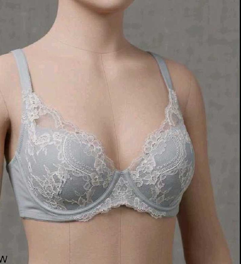Light Blue Lace Trim Bra