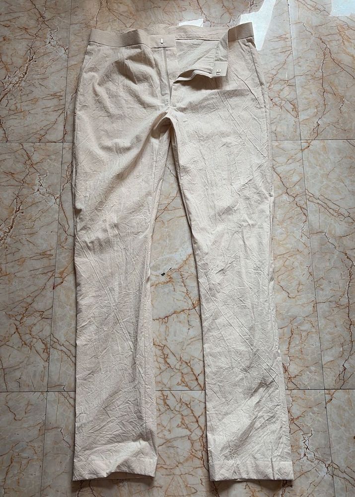 Light Beige Textured Trousers
