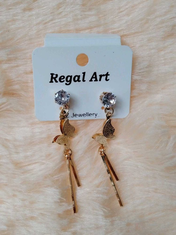 Elegant Butterfly Drop Earrings and rose gold earr