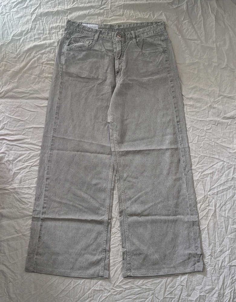ZARA Grey Wash Wide Leg Jeans
