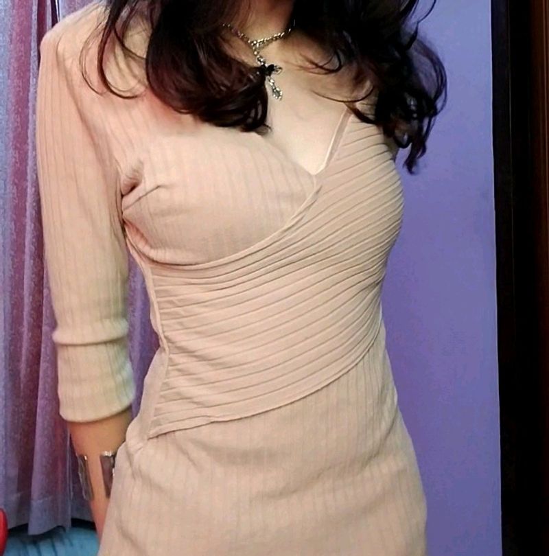 🍄‍🟫🍂hot Nude Padded Wrap Up Top