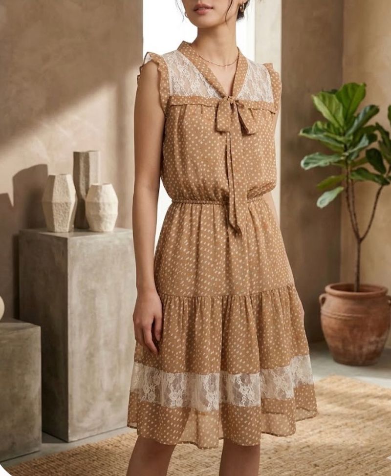 Cute Polka Dot &amp; Lace Dress