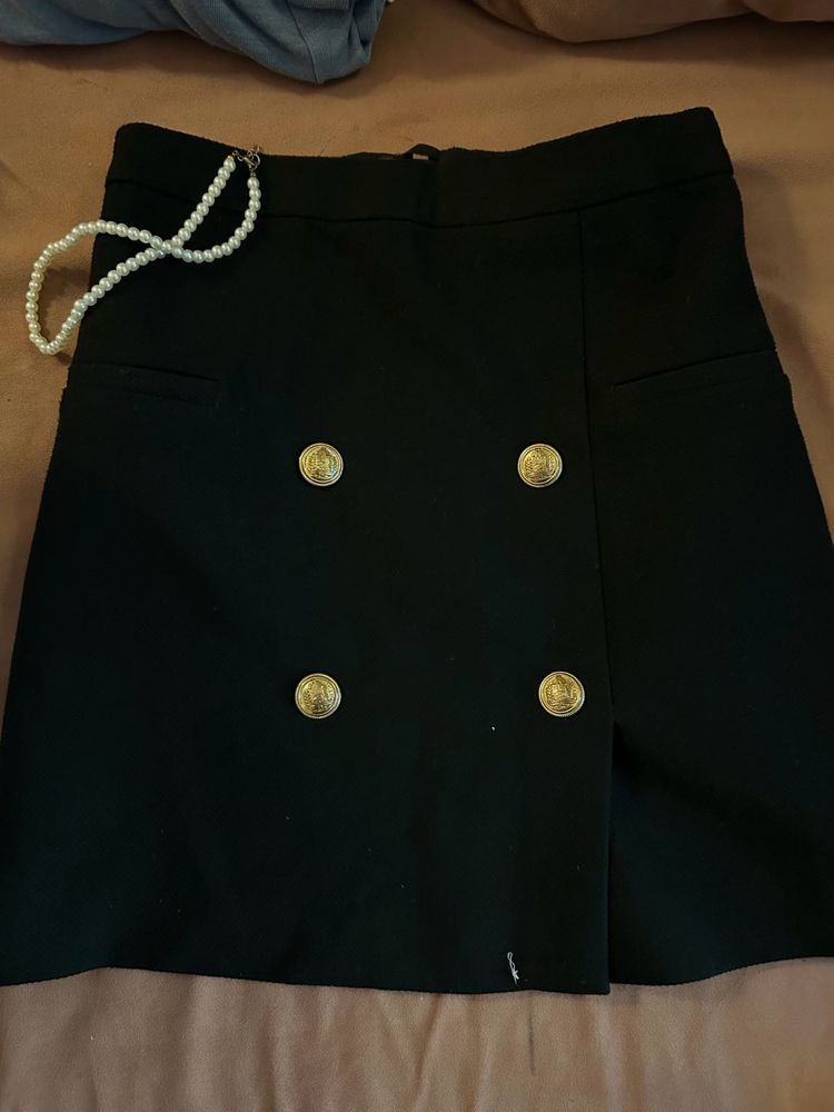 Black old money style skirt h&amp;m