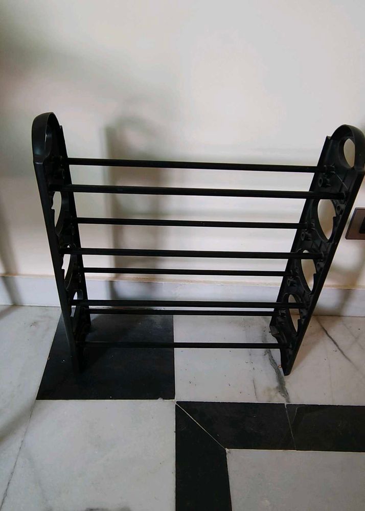 Shoe Stand With Adjustable Metal Shelves