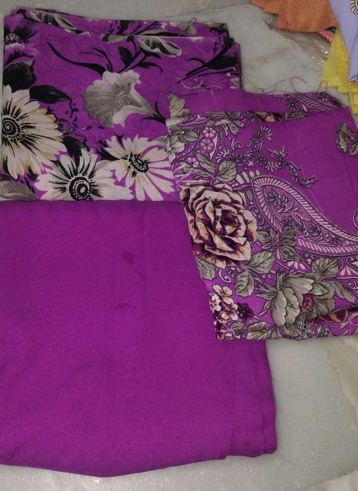 Beautiful Purple Floral Dress Material