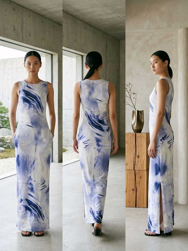 Abstract Print Sleeveless Dress(XS)