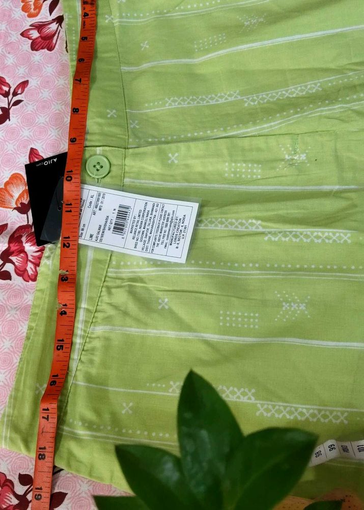 Lime Green Patterned Pants