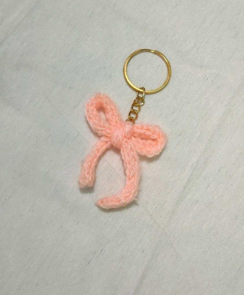 Handmade Pink Bow Keychain