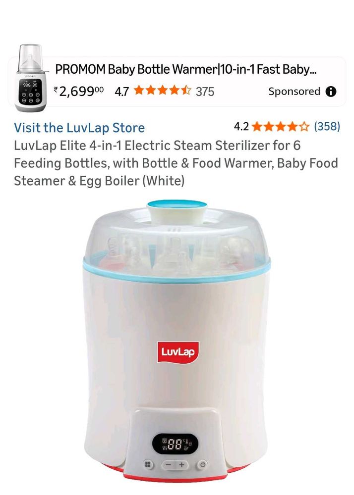 LuvLap 4-in-1 Baby Bottle Sterilizer &amp; Warmer