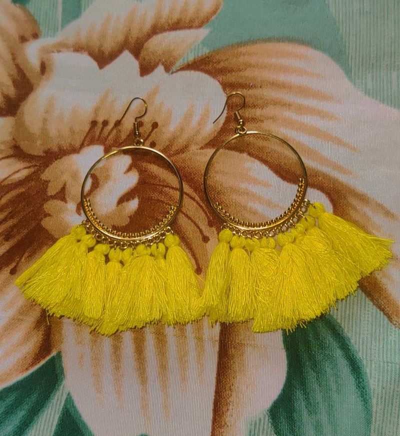 Yellow Tassel Earrings - Coins only