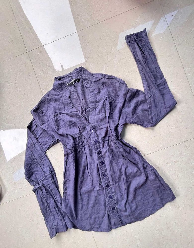 Purple Button-Up Blouse