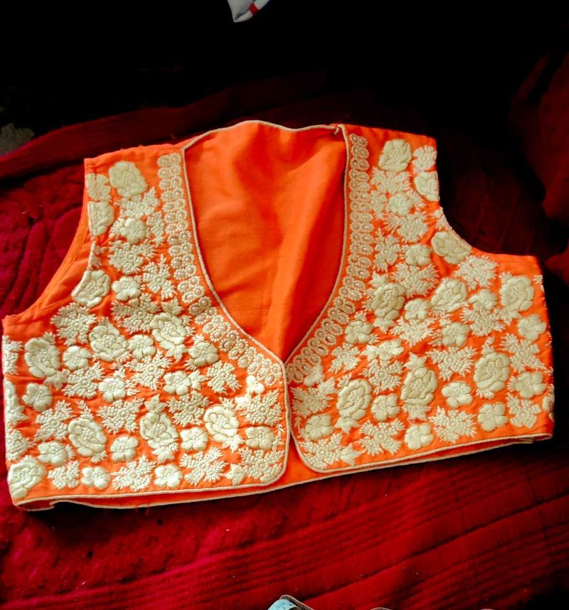 Orange Embroidered Vest