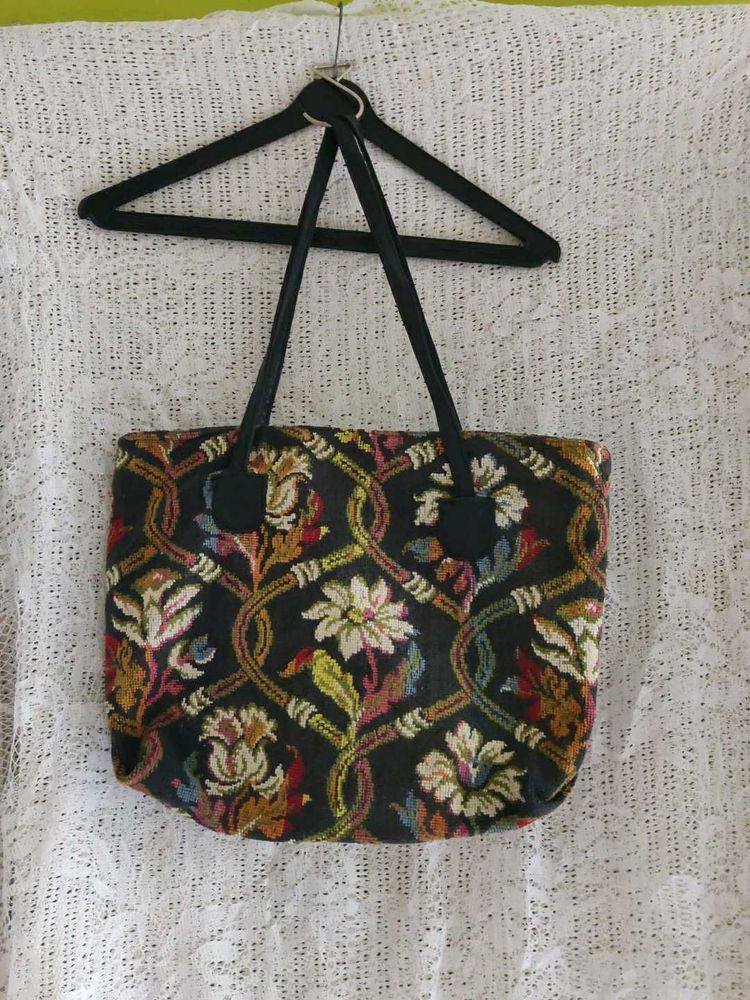 Vintage Floral Tapestry Tote Bag(jute)