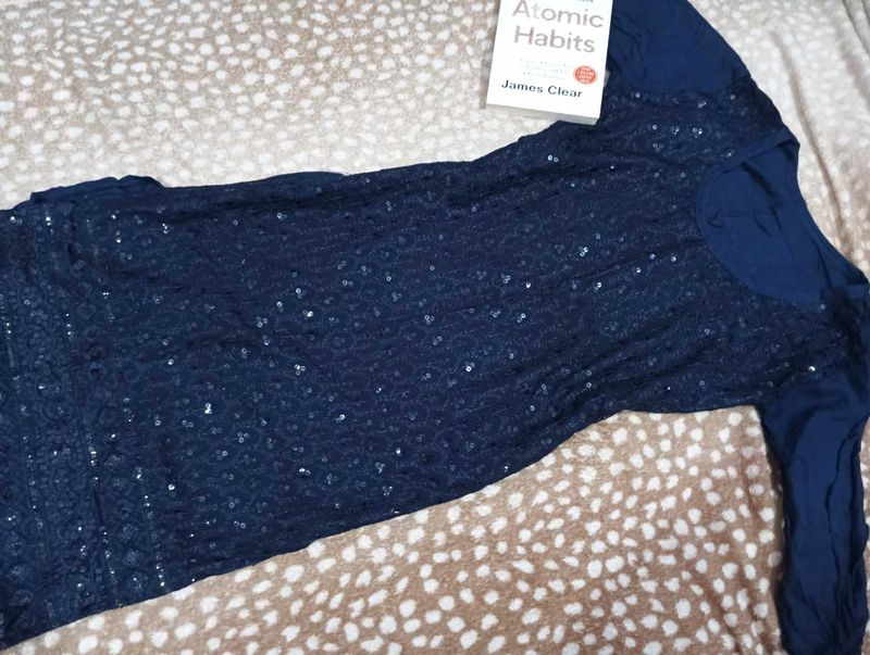 Navy Blue Sequined Kurta