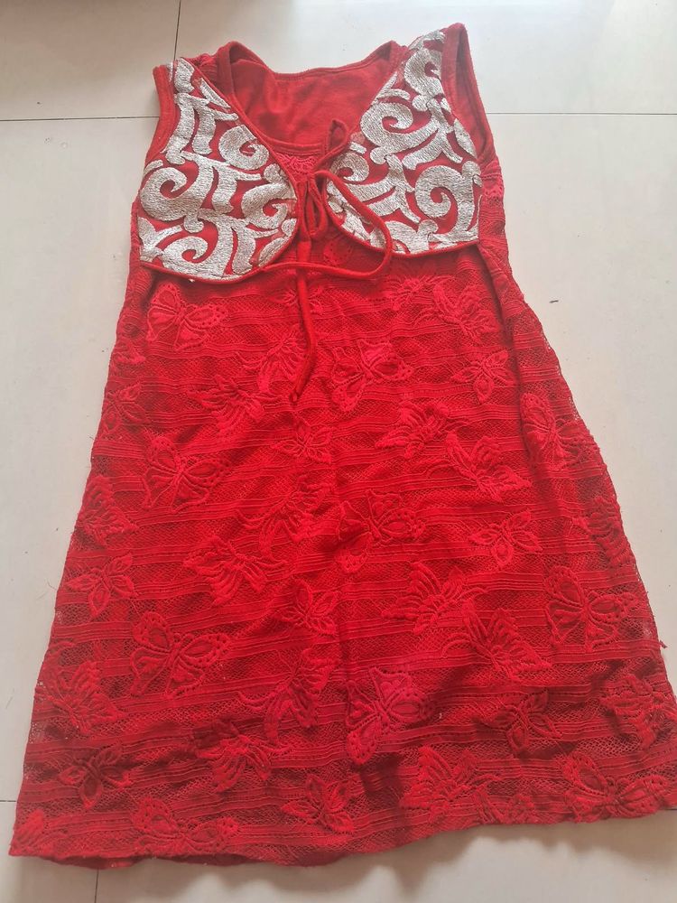 Stunning Red Lace Ethnic Gown