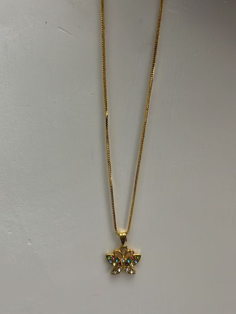 Gold Plated Butterfly Necklace