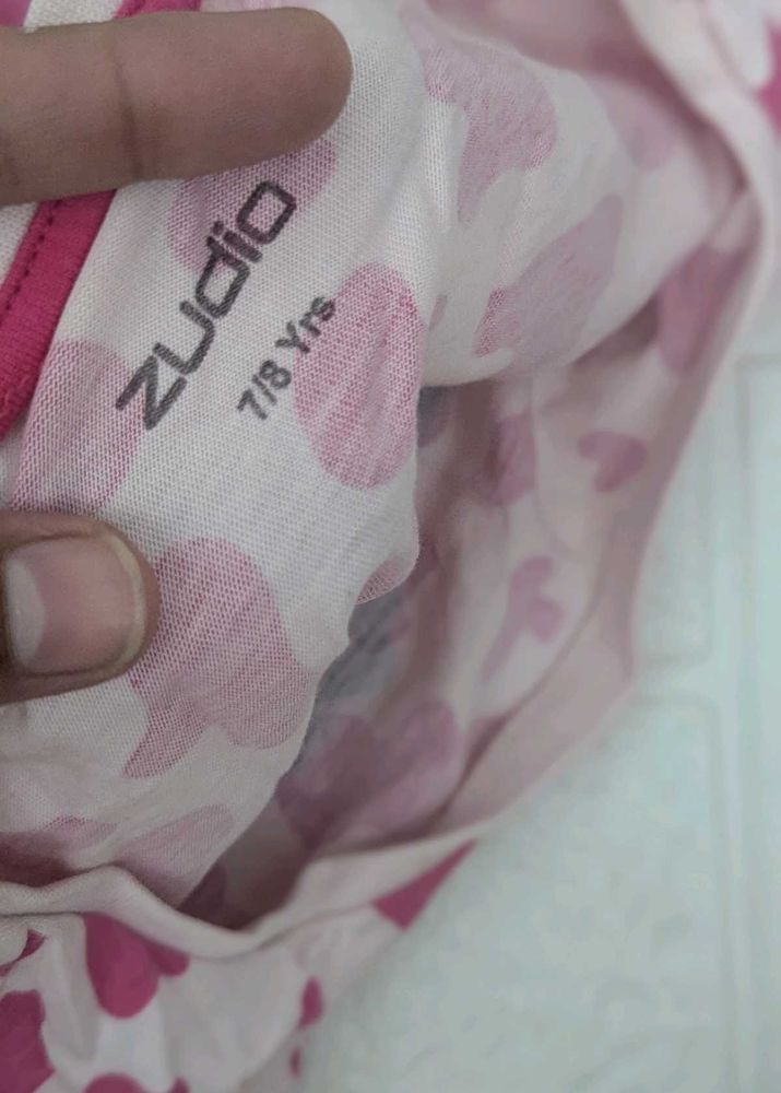 Cute Zudio Pink Heart Print T-shirt