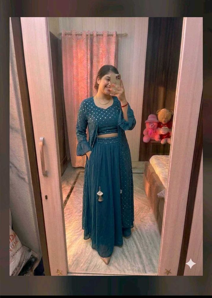 Elegant Teal Kurta Set with Jacket