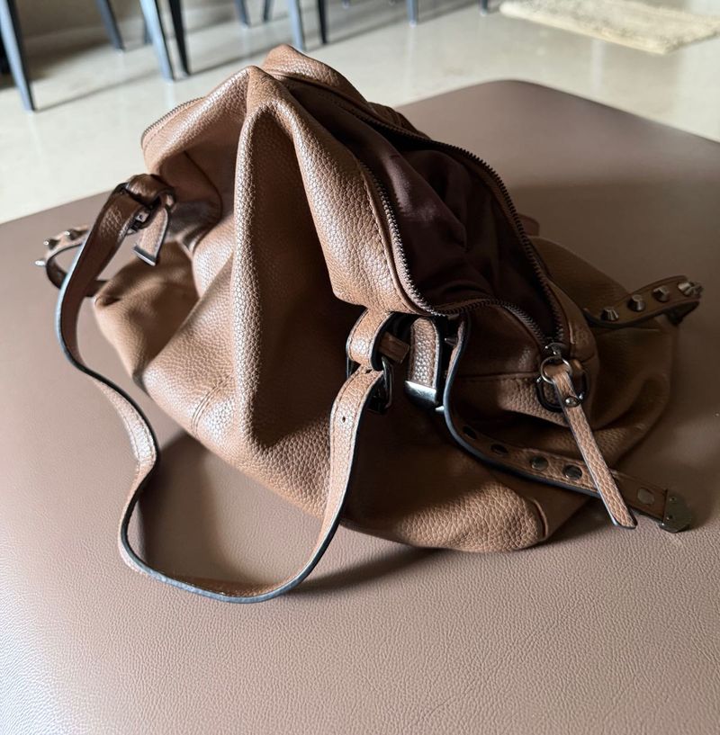 Chic Brown Textured Hobo Bag