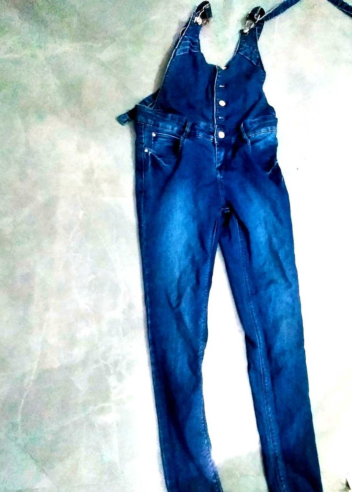 Blue Denim Skinny Dungaree/ Jumpsuit