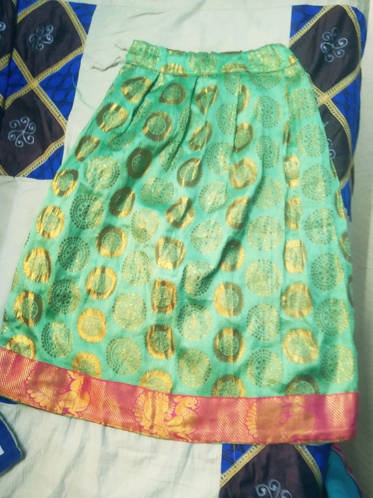 Children Lehenga Jacket Green and Gold