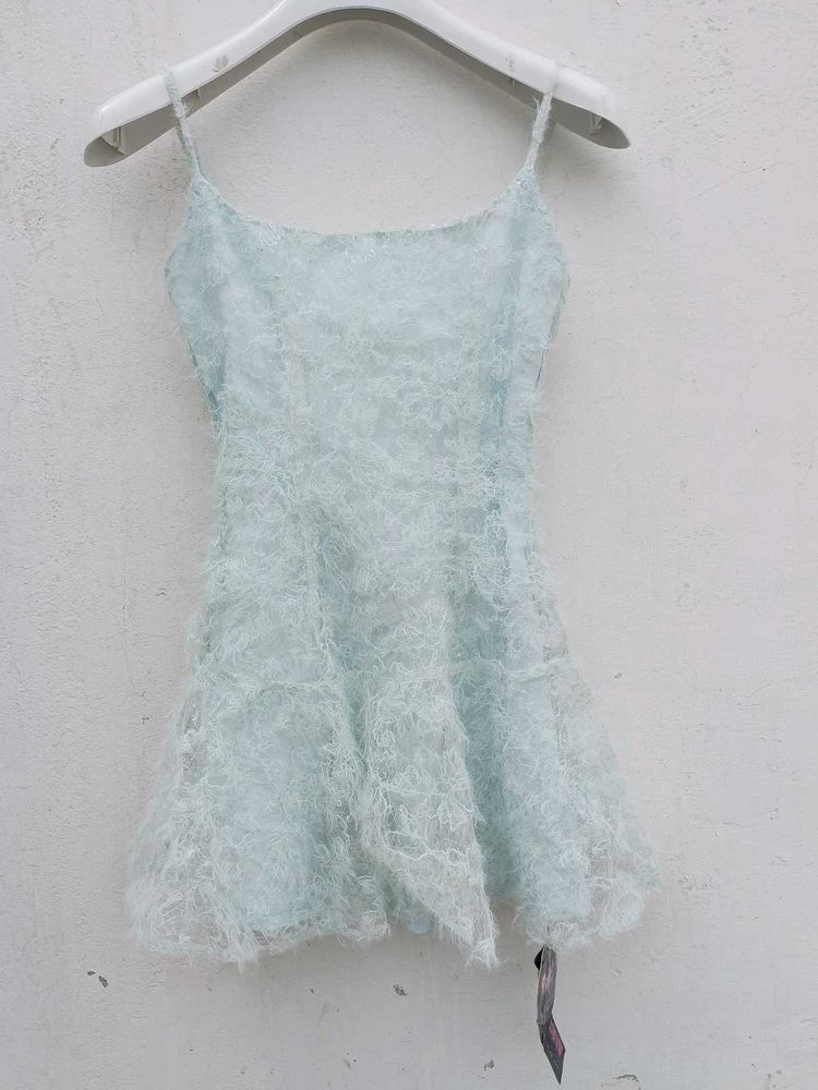 Light Blue Fuzzy Mini Dress