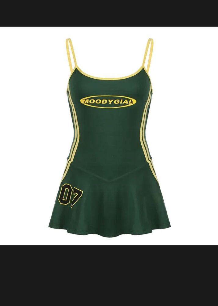 Green Sporty Swimdress With "07" Graphic