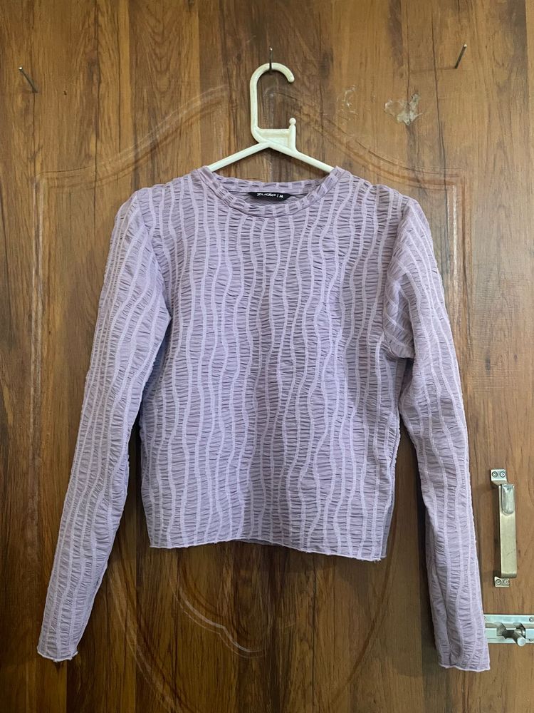 Lilac Textured Long Sleeve Top
